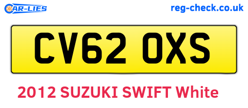 CV62OXS are the vehicle registration plates.