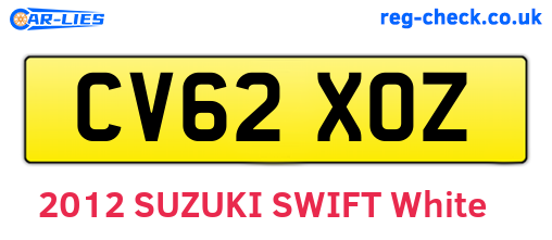 CV62XOZ are the vehicle registration plates.