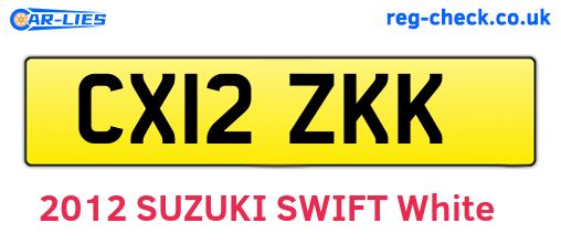 CX12ZKK are the vehicle registration plates.