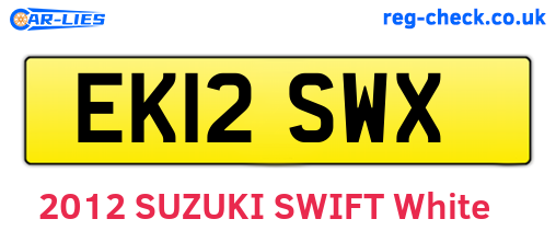 EK12SWX are the vehicle registration plates.