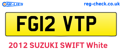 FG12VTP are the vehicle registration plates.