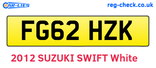 FG62HZK are the vehicle registration plates.