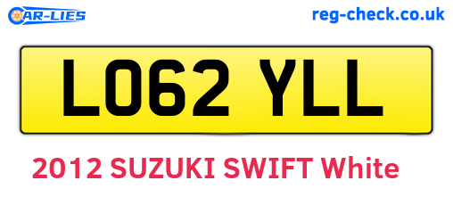 LO62YLL are the vehicle registration plates.