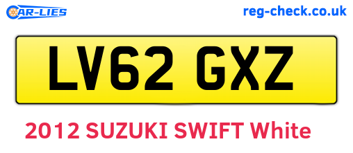 LV62GXZ are the vehicle registration plates.