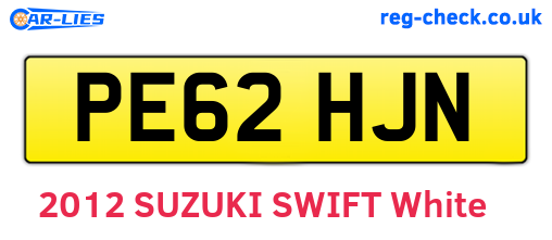 PE62HJN are the vehicle registration plates.