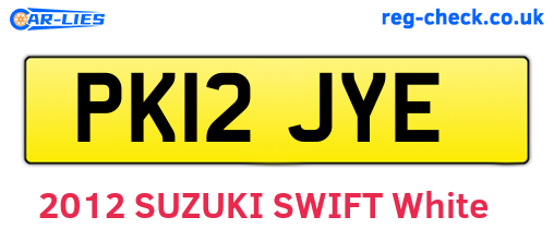 PK12JYE are the vehicle registration plates.