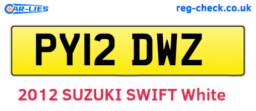 PY12DWZ are the vehicle registration plates.