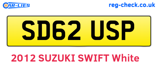 SD62USP are the vehicle registration plates.