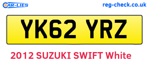 YK62YRZ are the vehicle registration plates.