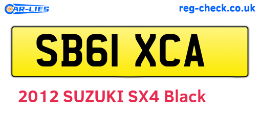 SB61XCA are the vehicle registration plates.