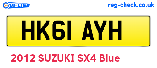 HK61AYH are the vehicle registration plates.