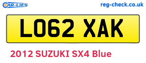 LO62XAK are the vehicle registration plates.