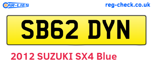 SB62DYN are the vehicle registration plates.