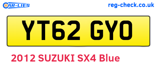 YT62GYO are the vehicle registration plates.