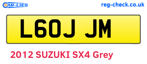 L60JJM are the vehicle registration plates.