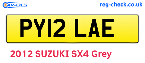PY12LAE are the vehicle registration plates.