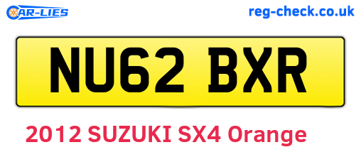 NU62BXR are the vehicle registration plates.