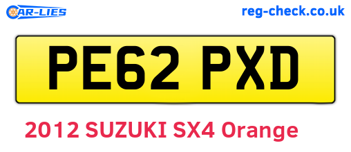 PE62PXD are the vehicle registration plates.