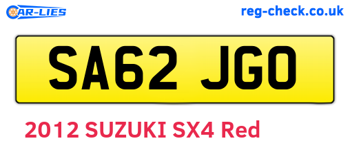 SA62JGO are the vehicle registration plates.
