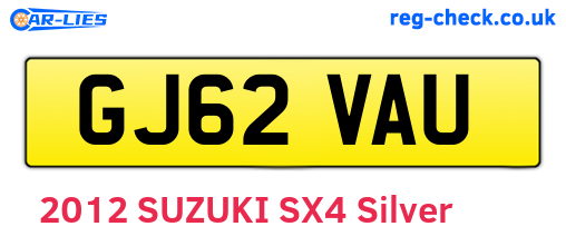 GJ62VAU are the vehicle registration plates.