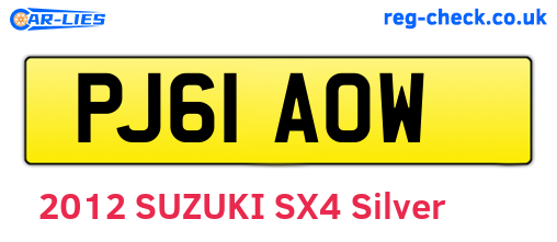 PJ61AOW are the vehicle registration plates.