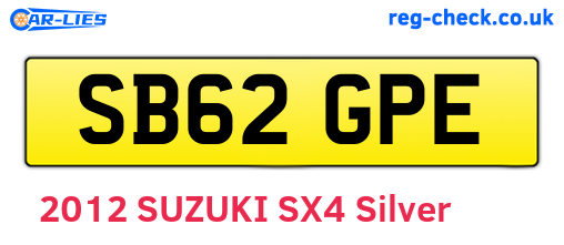 SB62GPE are the vehicle registration plates.