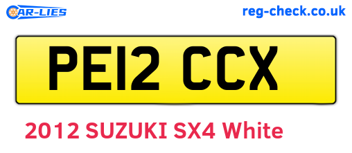 PE12CCX are the vehicle registration plates.