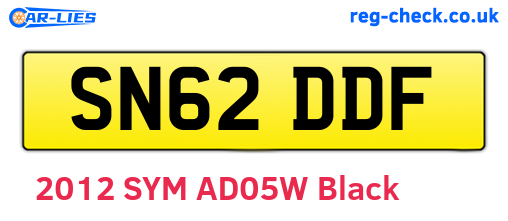 SN62DDF are the vehicle registration plates.