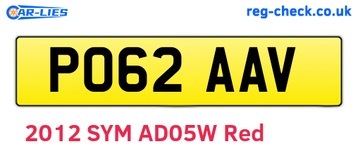 PO62AAV are the vehicle registration plates.
