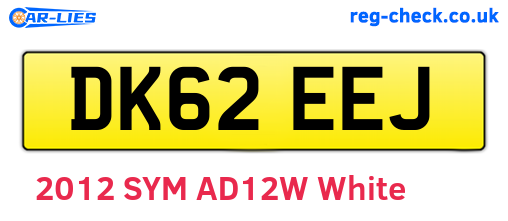 DK62EEJ are the vehicle registration plates.