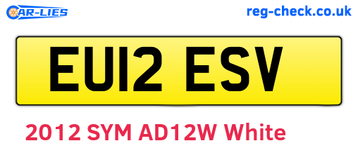 EU12ESV are the vehicle registration plates.