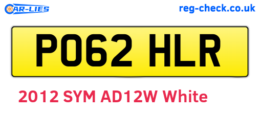 PO62HLR are the vehicle registration plates.