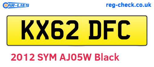 KX62DFC are the vehicle registration plates.