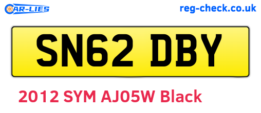 SN62DBY are the vehicle registration plates.