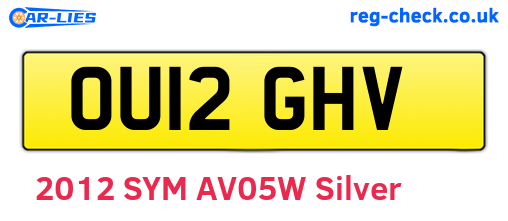 OU12GHV are the vehicle registration plates.