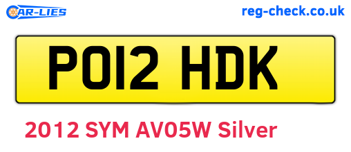 PO12HDK are the vehicle registration plates.