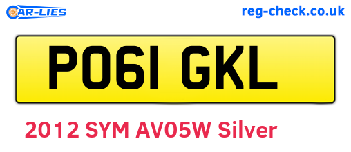 PO61GKL are the vehicle registration plates.