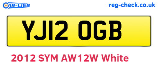 YJ12OGB are the vehicle registration plates.