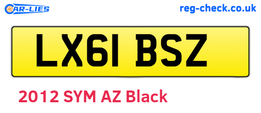 LX61BSZ are the vehicle registration plates.