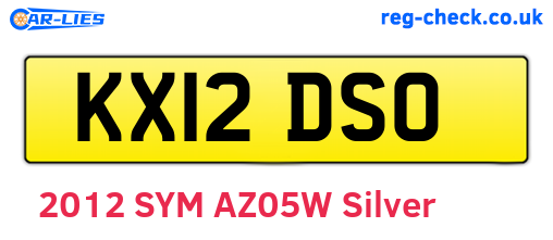 KX12DSO are the vehicle registration plates.