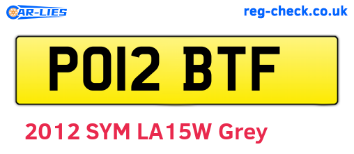PO12BTF are the vehicle registration plates.