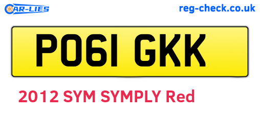 PO61GKK are the vehicle registration plates.