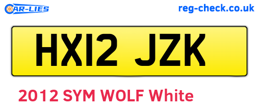 HX12JZK are the vehicle registration plates.
