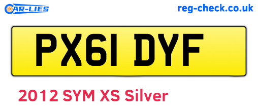 PX61DYF are the vehicle registration plates.