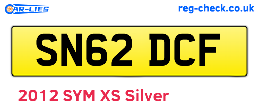 SN62DCF are the vehicle registration plates.