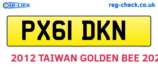 PX61DKN are the vehicle registration plates.