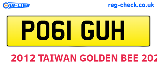 PO61GUH are the vehicle registration plates.