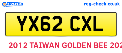 YX62CXL are the vehicle registration plates.