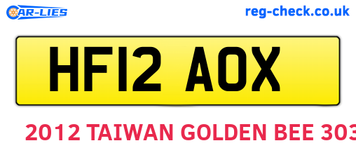 HF12AOX are the vehicle registration plates.