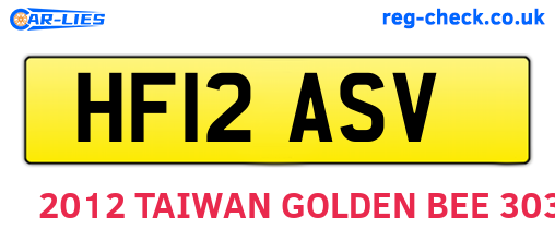 HF12ASV are the vehicle registration plates.